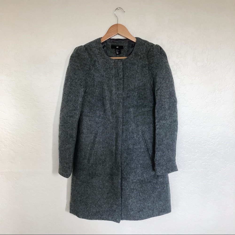 H&M gray wool blend pea coat - size 6